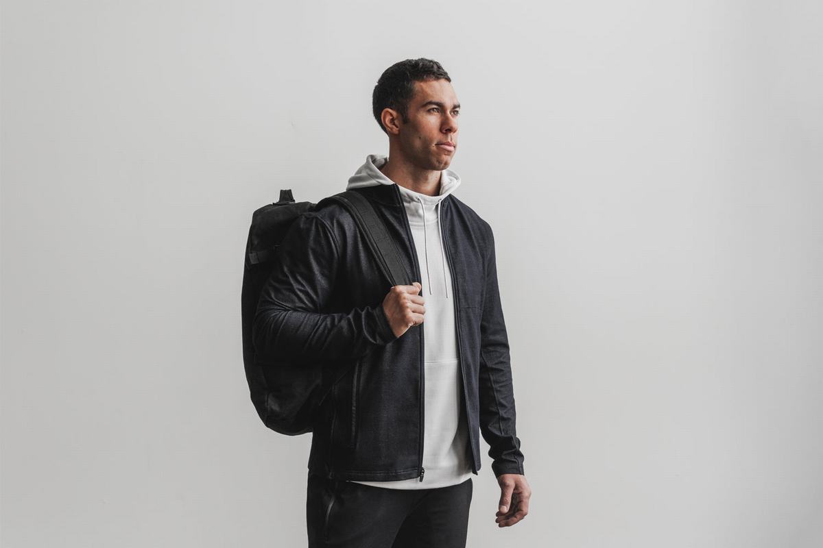 Nobull Twill Zip-up Men's Jackets Black | Australia (PS2094)